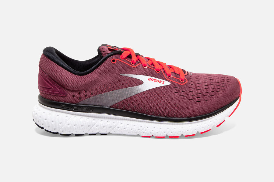 Brooks Women's Glycerin 18 Road Running Shoes Burgundy/Coral/White KBQF-70465